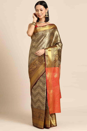 Black Brocade Woven Design Saree