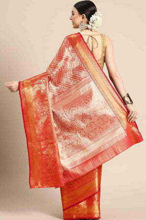 Red Brocade Woven Design Saree