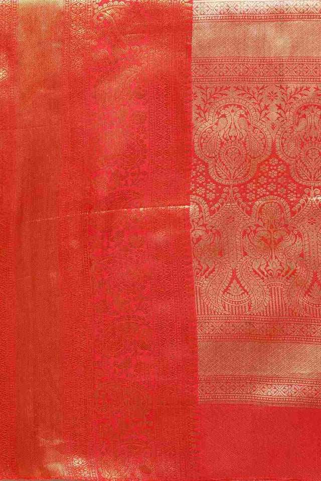 Red Brocade Woven Design Saree