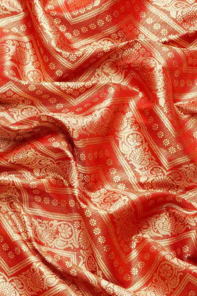 Red Brocade Woven Design Saree