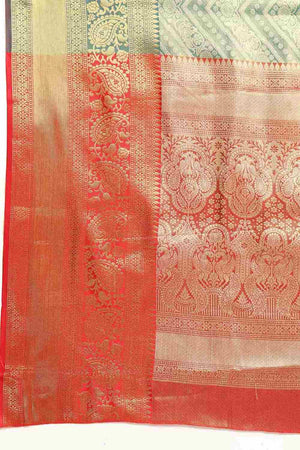 Turquoise Brocade Woven Design Saree