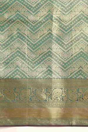 Turquoise Brocade Woven Design Saree