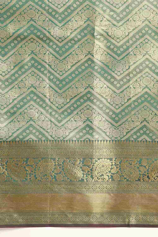 Turquoise Brocade Woven Design Saree