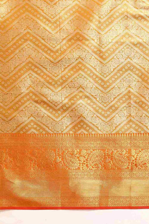 Yellow Brocade Woven Design Saree