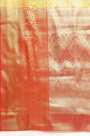 Yellow Brocade Woven Design Saree