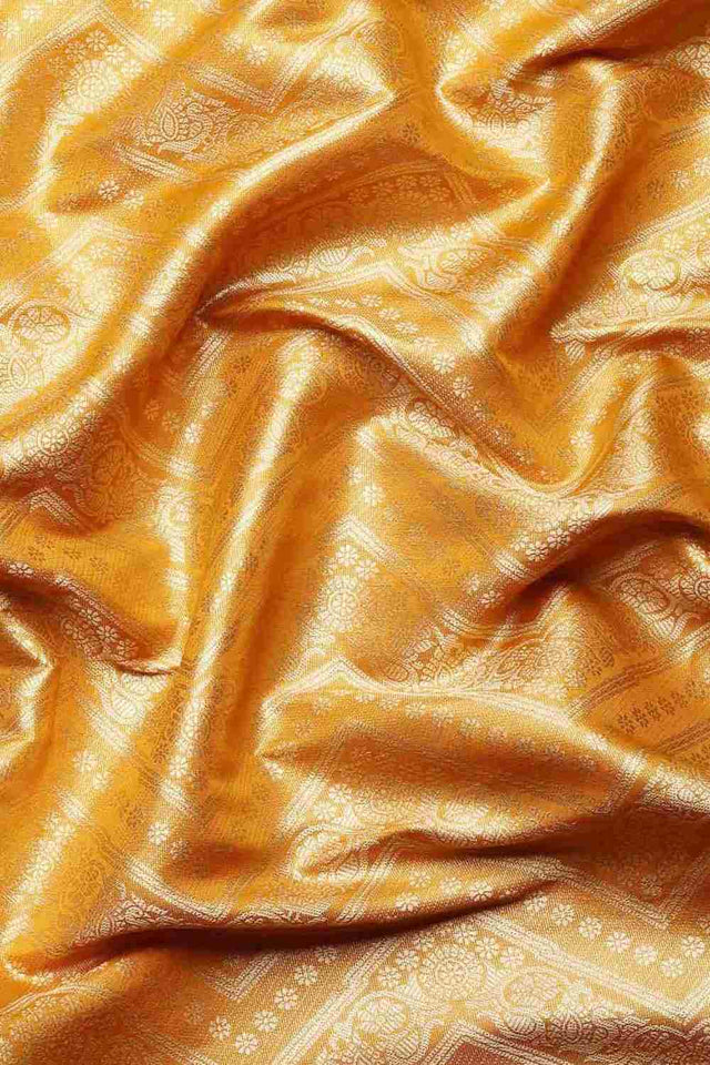 Yellow Brocade Woven Design Saree