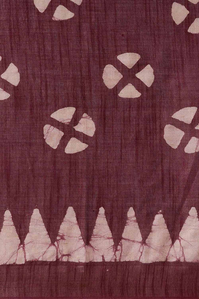 Cotton Blend Batik Saree In Purple