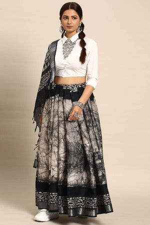 Black Cotton Block Saree