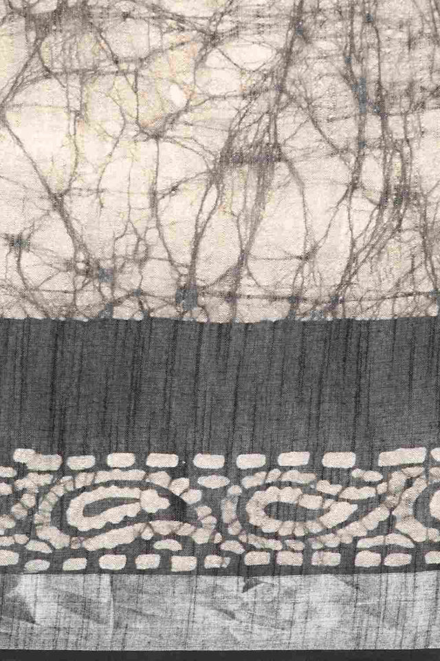 Black Cotton Block Saree