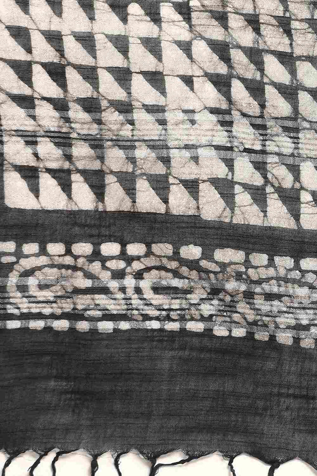 Black Cotton Block Saree