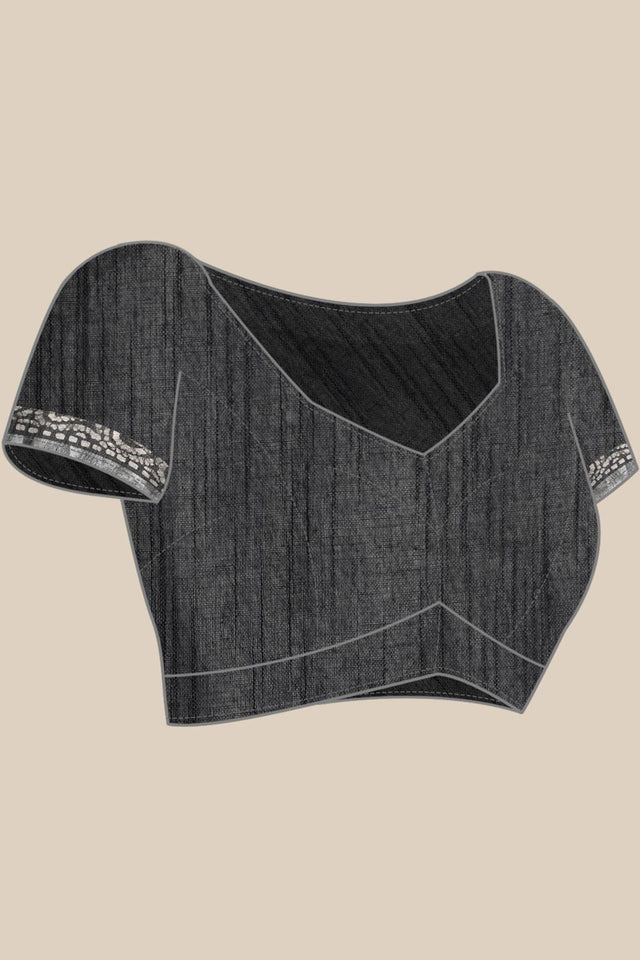 Black Cotton Block Saree