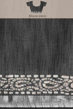 Black Cotton Block Saree
