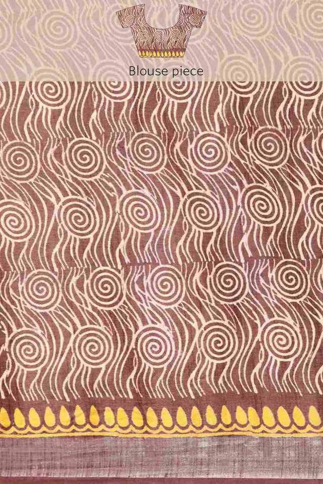 Peach Cotton Indian Saree