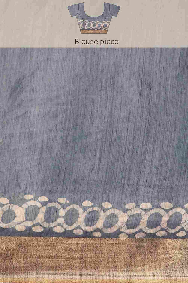 Grey Art Silk Floral Saree