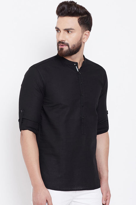Shop Men's Short Kurta in Black
