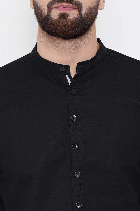 Shop Men's Linen Solid Short Kurta Online