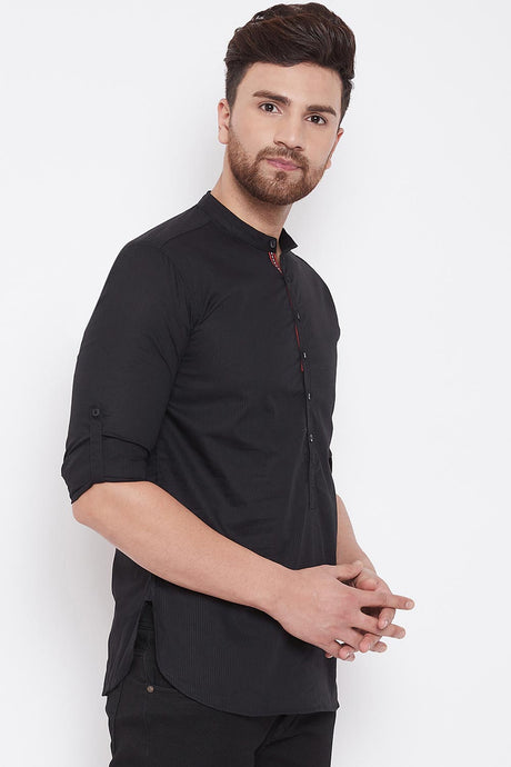 Shop Men's Short Kurta in Black