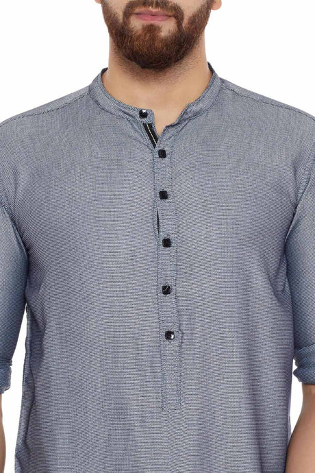 Buy Blended Cotton Solid Kurta in Grey Online - Zoom Out