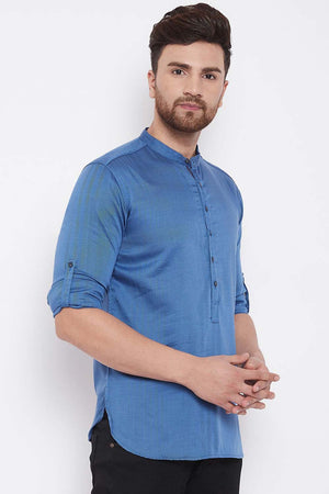 Shop Men's Short Kurta in Blue