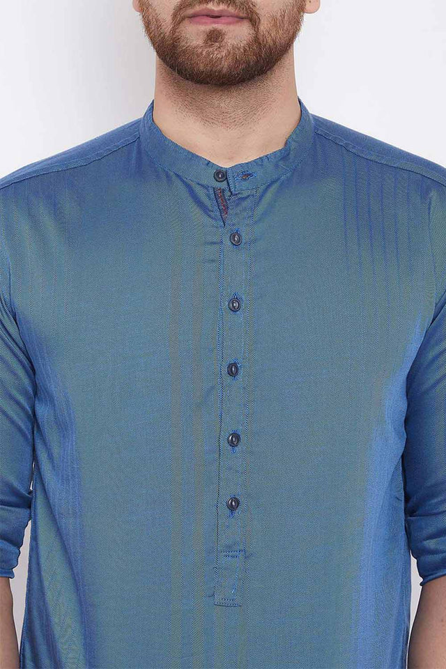 Shop Men's Blended Cotton Solid Short Kurta Online