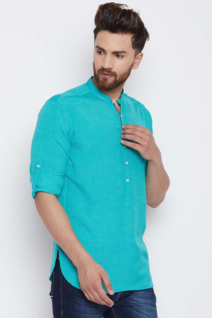Shop Men's Short Kurta in Sky Blue