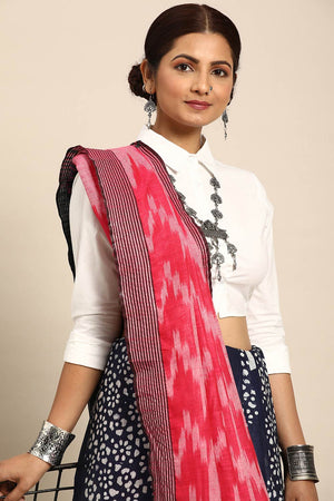 Blue Cotton Indian Saree