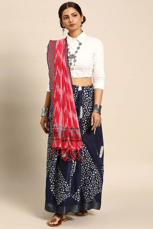 Blue Cotton Indian Saree