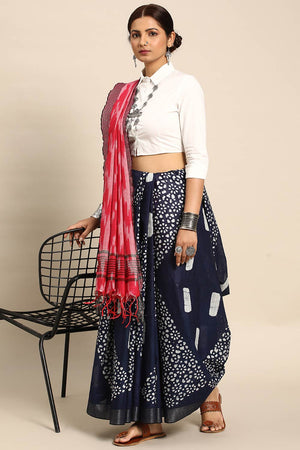 Blue Cotton Indian Saree