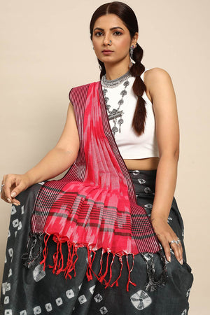 Black Cotton Block Saree