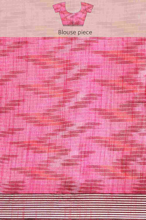 Orange Cotton Block Saree