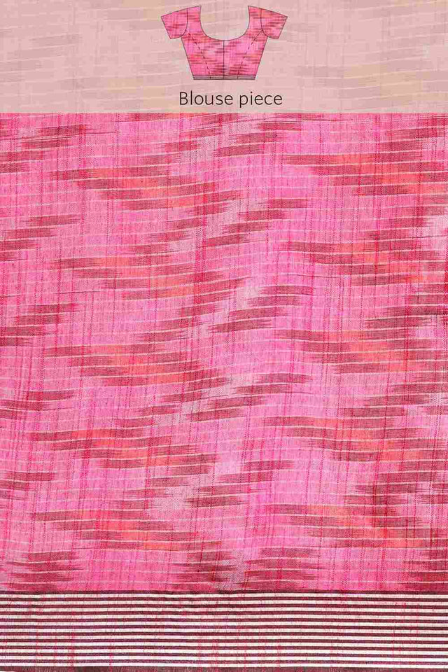 Orange Cotton Block Saree