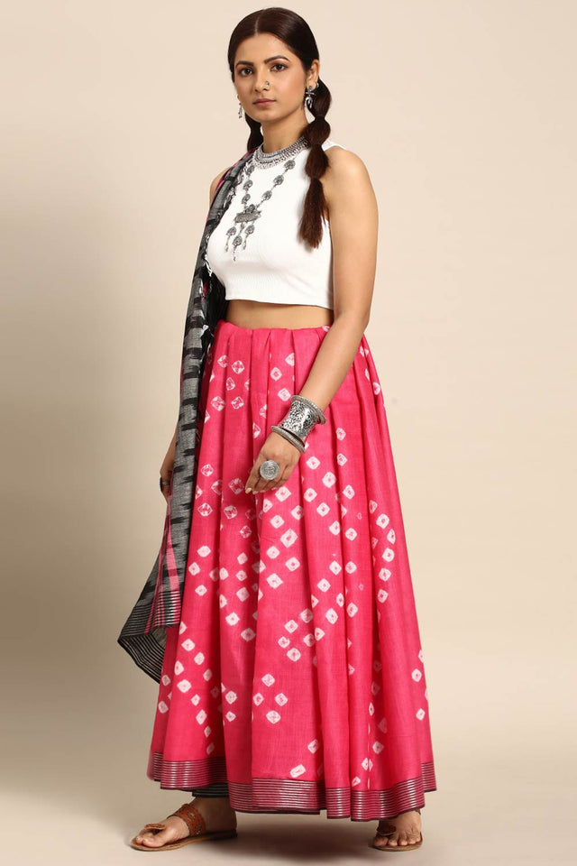 Pink Cotton Indian Saree