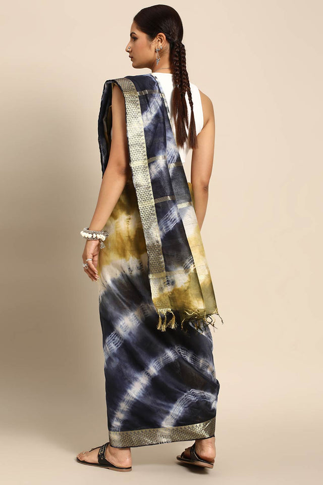 Green Silk Block Saree