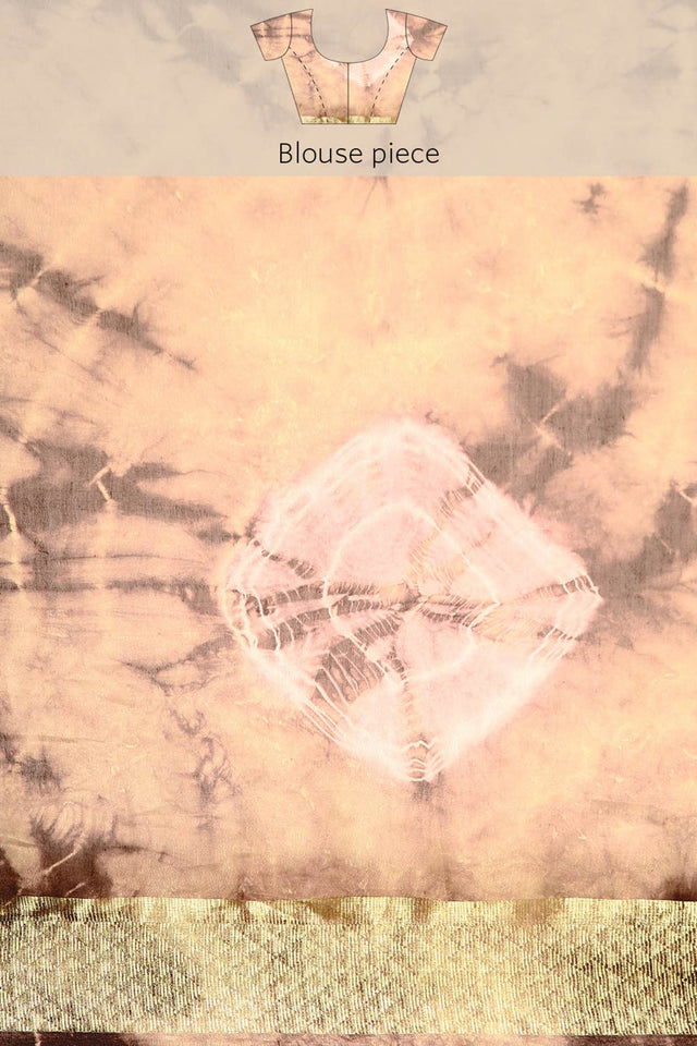 Brown Silk Block Saree