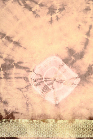 Brown Silk Block Saree