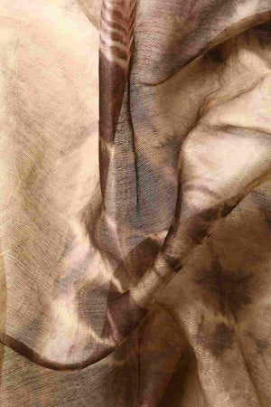 Brown Silk Block Saree