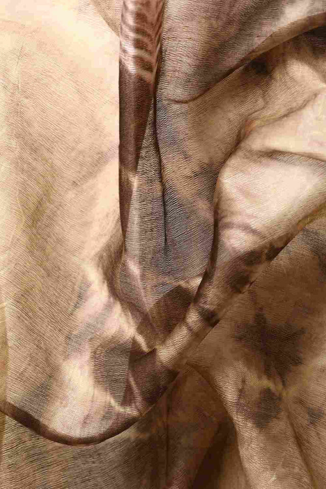 Brown Silk Block Saree