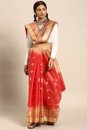 Red Silk Block Saree