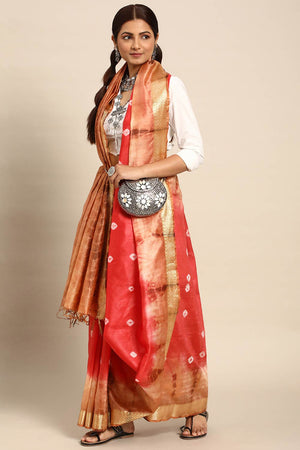 Red Silk Block Saree