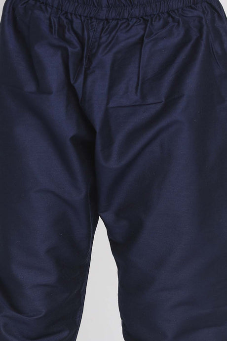 Buy Boy's Silk Blend Woven Design Kurta Set in Lavender - Zoom in