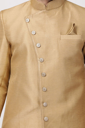Men's Art Silk Sherwani In Beige
