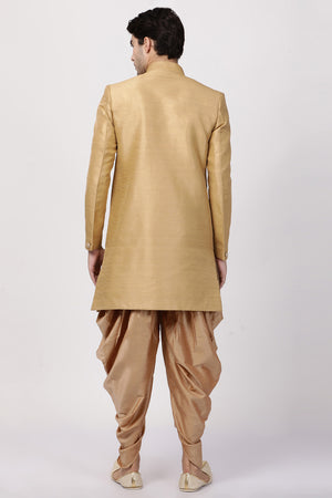 Men's Art Silk Sherwani Set In Beige