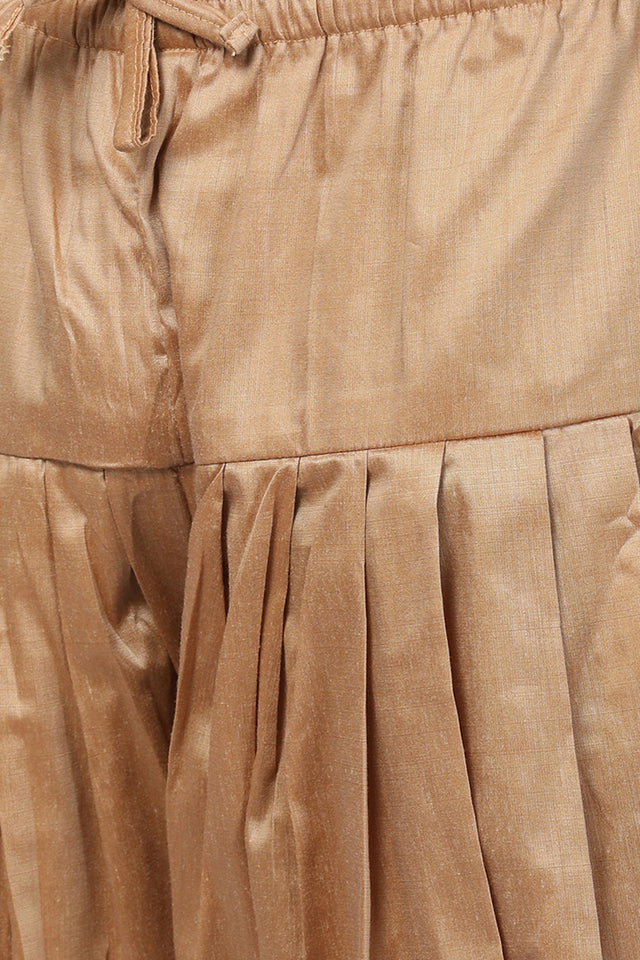 Men's Art Silk Sherwani Set In Beige