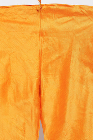 Men's Cotton Art Silk Kurta Set In Orange
