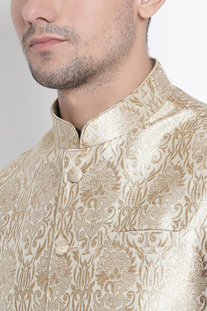 Men's Cotton Art Silk Kurta Set In Black