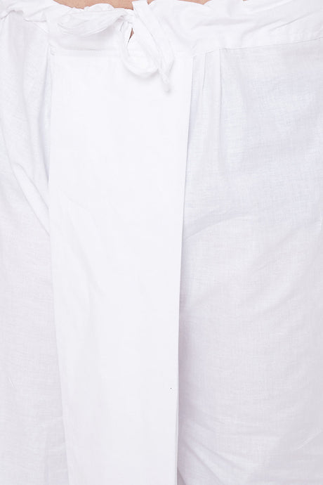 Shop Men's Blended Cotton Kurta and Dhoti Set in White