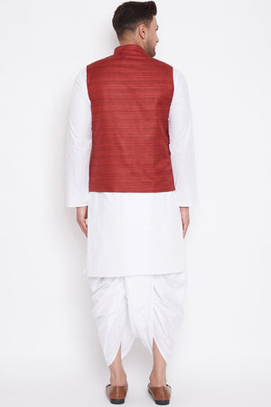 Buy Men's Solid Work Kurta and Dhoti Set