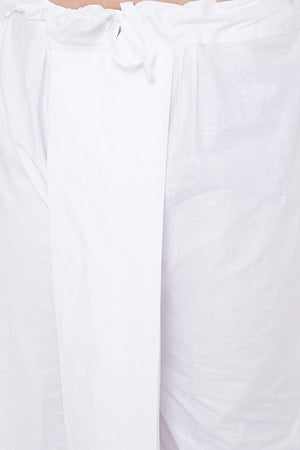 Shop Men's Blended Cotton White Kurta and Dhoti Set