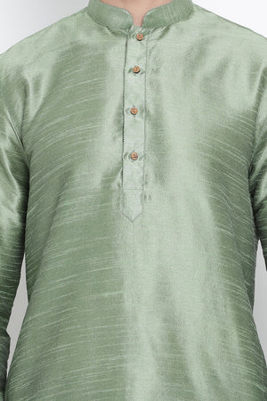 Men's Cotton Art Silk Kurta In Light Green