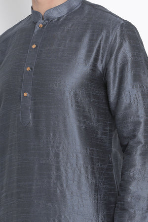 Men's Cotton Art Silk Kurta In Grey
